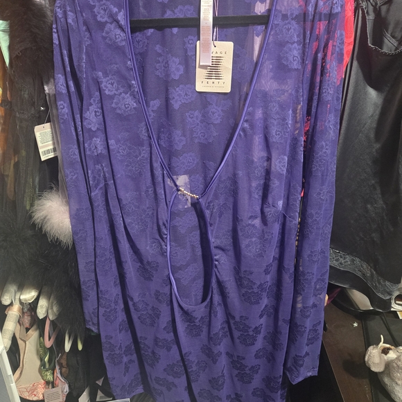 Savage X Fenty Purple Lace Robe - Picture 1 of 3